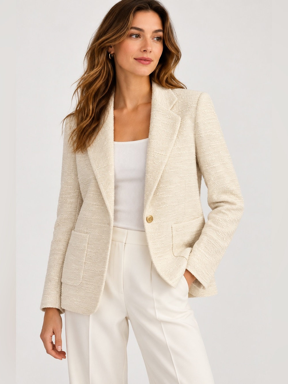 Sandro Cream Textured Blazer Like New